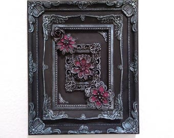 Altered photo frame. Mixed media assemblage. Home decor, wall art. Steampunk