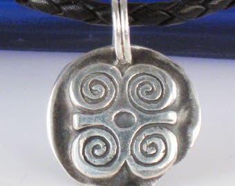 African Adinkra DWENNIMMEN Ram's Horns Fine Silver Pendant Humility Strength Modesty Toughness- Adinkra Ram's Horn Fine Silver Pendant Gift