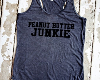 Gym Tank Top - Peanut Butter Junkie - Vintage Gray Racerback Tank