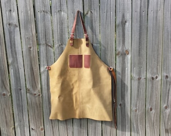 Leather Crafters Apron, Medium Weight Body, Durable Adjustable Straps, Smartphone/Notebook Pocket, Pen/Pencil Pocket,