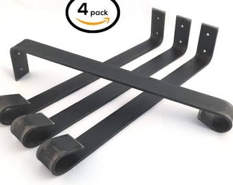 4 Pack - (1.5" Wide - 3/16" Thick Metal) (Size Range: 4-24"L) Straight Leg Rustic Reclaimed Metal Coffee Table Steel Brackets Modern hairpin