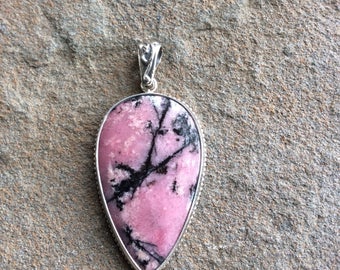 Rhodonite silver pendant