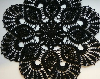 SALE! Black crochet doily 13 inch
