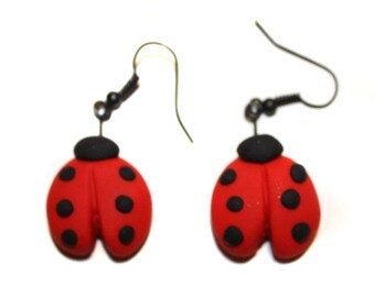 Polymer Clay Ladybug Earrings