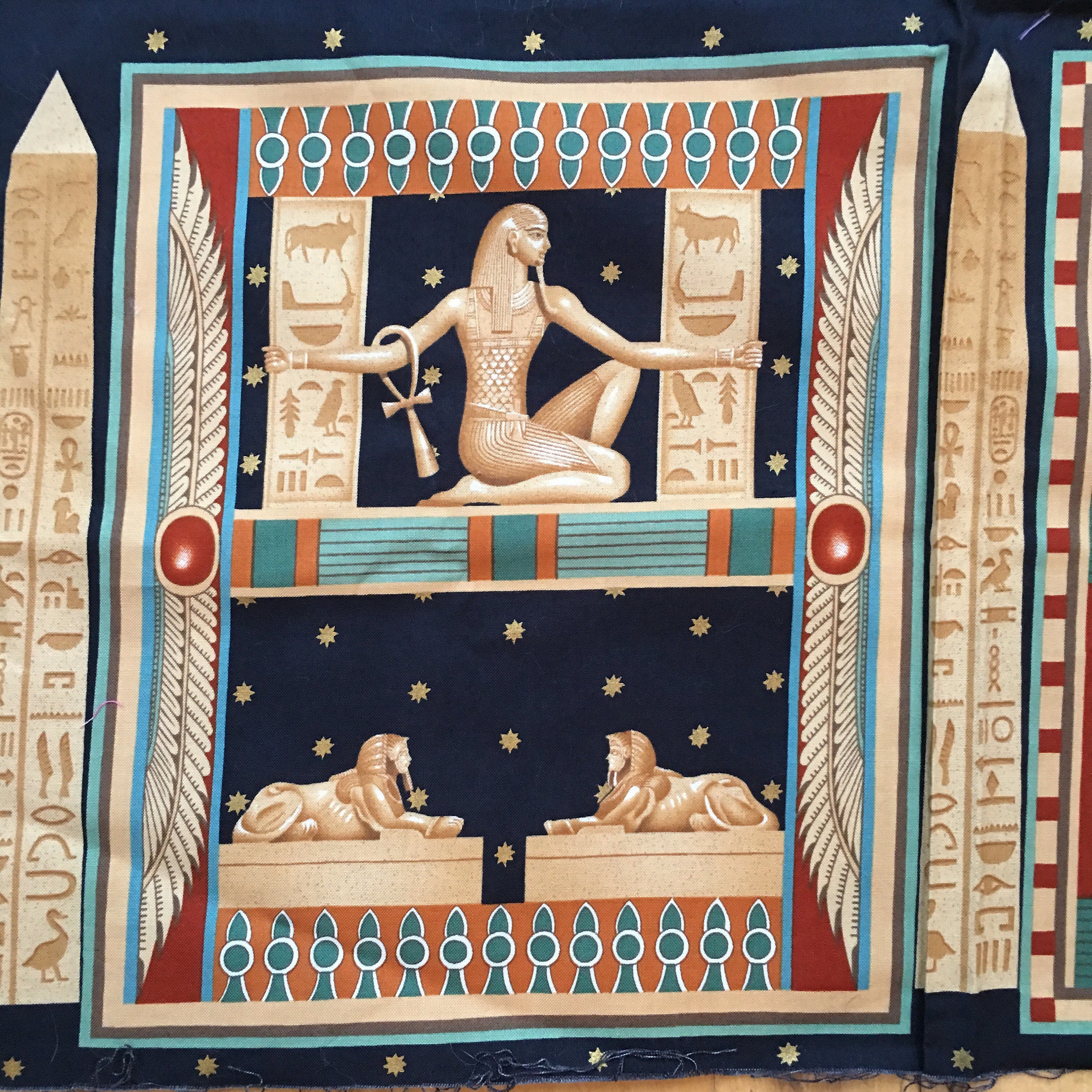 EGYPTiAN ToMB Fabric MuMMiES Cotton Quilting Panel 8 BLoCKS Egypt ...