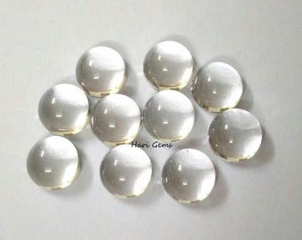10 pieces 4mm Crystal cabochon round gemstone - Natural Crystal round cabochon loose gemstone - white crystal flat back cabochon round