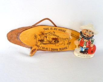 Vintage KITSCH CABIN SIGN/ Redwood Highway Souvenir