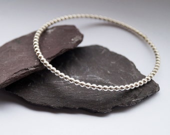 Beaded Sterling Silver Bangle ~ simple, modern, stacking, bangle, bracelet, wedding, bridesmaid, gift, birthday