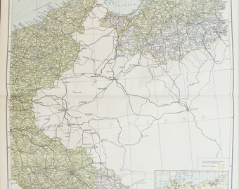 huge antique map east germany c 1920 lovely colours