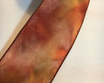 Fall tye-dye wired ribbon 2.5inches wide 10 ft. long