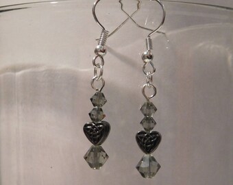 Smokey Celtic Heart Earrings
