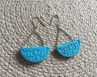 Greyhound Whippet Italian Greyhound Turquoise Polymer Clay Statement stainless steel dangle earrings