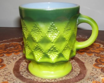 Vintage Anchor Hocking Fire King Kimberly Mug in Green (avocado)