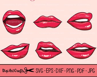 Hot Lip Gloss Set SVG files / Mouth clip art / Pink Lip gloss clipart / eps lips / SVG Mouth / dxf / Pretty Clipart / Comic book mouths