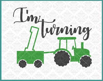 Download CLN321 I'm Turning 2 Two Tractor Wagon Birthday Farmer Boy