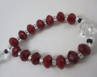Red Velvet and Egyptian Crystal Prayer Chaplet with Sterling Silver Cross