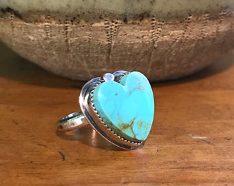 Turquoise Heart & Sterling Silver Ring