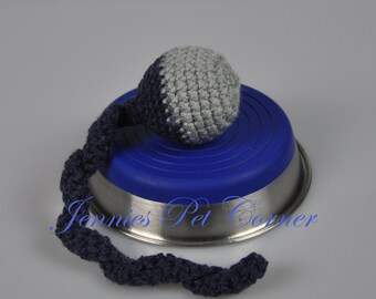 Navy Blue Gray Team Colors Cat Chase Toy - Unique Cat Toys - Rattle Ball Toy - Kitty Jingle Snake