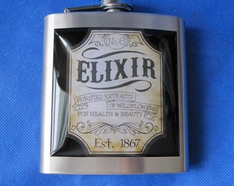 Elixir Vinatge Ad Liquor Hip Flask