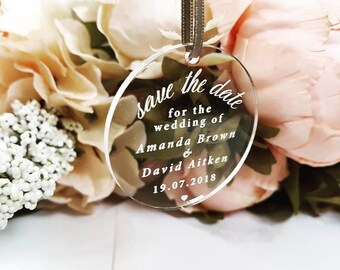 Save The Date Hanging Perspex Tag