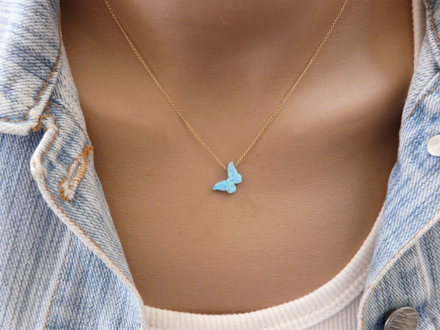 Butterfly necklace Opal butterfly necklace Butterfly