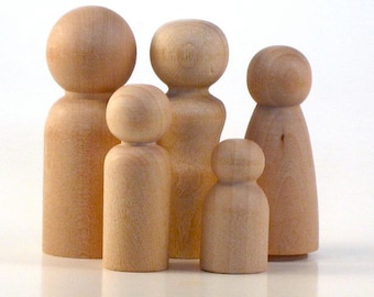 Wood Peg Dolls - 50 Families of 5 - Unfinishes