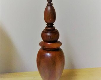 Vintage "Vienneau" Perfume Bottle * Turned Wood Maple Over Glass Bottle 1992