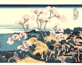 Japanese Ukiyo-e Woodblock print, Katsushika Hokusai, "Goten-yama-hill, Shinagawa on the Tōkaidō, Thirty-six Views of Mount Fuji"