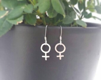 Handmade Sterling Silver Feminist Venus Symbol Earrings