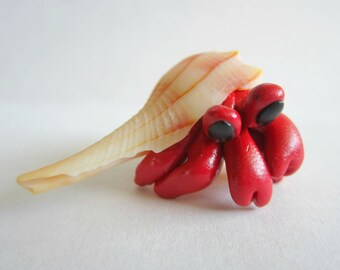 Polymer Clay Hermit Crab Sculpture // Miniature Hermit Crab // Cute Hermit Crab Figurine