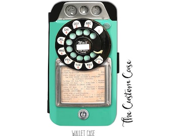 Retro Payphone Wallet Phone Case, Vintage Turquoise Coin Phone Case, Vintage Dial Phone Wallet Case, for Samsung Galaxy and Iphone cases