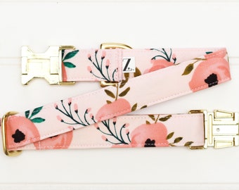 Pink Floral Dog Collar, Female Dog Collar, Pink Flower, Coral Pet Collar, Girl Dog Collar, Dog Lover Gift, Pet, Girly, Spring, Light Pink
