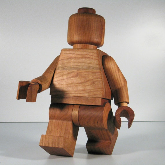 Large Wooden LEGO Man sculpture Cherry