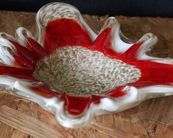 Murano Art Glass Centerpiece Bowl / Decorative Bowl / Table Centerpiece / Home Decor / Table Decor / Atomic Age Decor / Free Shipping