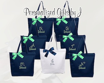 8 Bridesmaid Gift Personalized Zippered Tote Bag Monogrammed Tote, Bridesmaid Tote, Personalized Tote Wedding