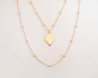 Gold Rhombus Necklace - Gift for Her