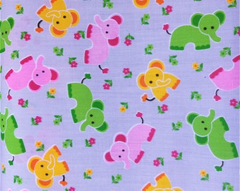 Blue Elephants Poly cotton Fabric Dress/Craft Fabric …