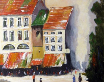 Town Square - Original Urban Acrylic Painting