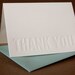 Letterpress Thank You Cards : Impression (no ink) Modern Block Thank You Notes - box of 5 small folded cards w pool blue colored envelopes