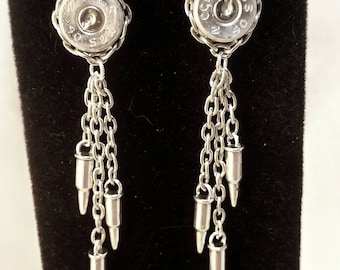 40 Caliber Bullet Shell Studs with dangly bullet charms