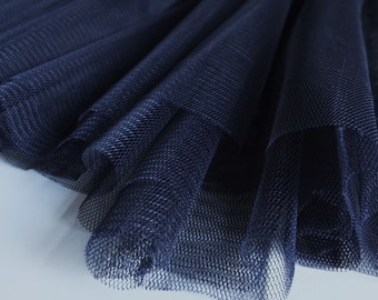 Navy Dark Blue Soft Tulle Fabric 150cm wide - Evening / special occasion wear - Sold by the metre (M1)