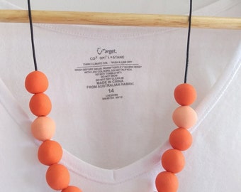 Stringing You Along Polymer Clay Necklace // 13 beads // ombre // handmade necklace