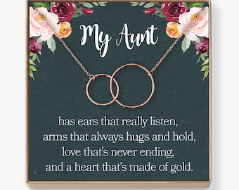 Aunt Necklace: Auntie, Aunt Gift, Aunt Charm, Aunt Jewelry, New Aunt, Best Auntie Ever, My Aunt Loves Me, 2 Interlocking Circles