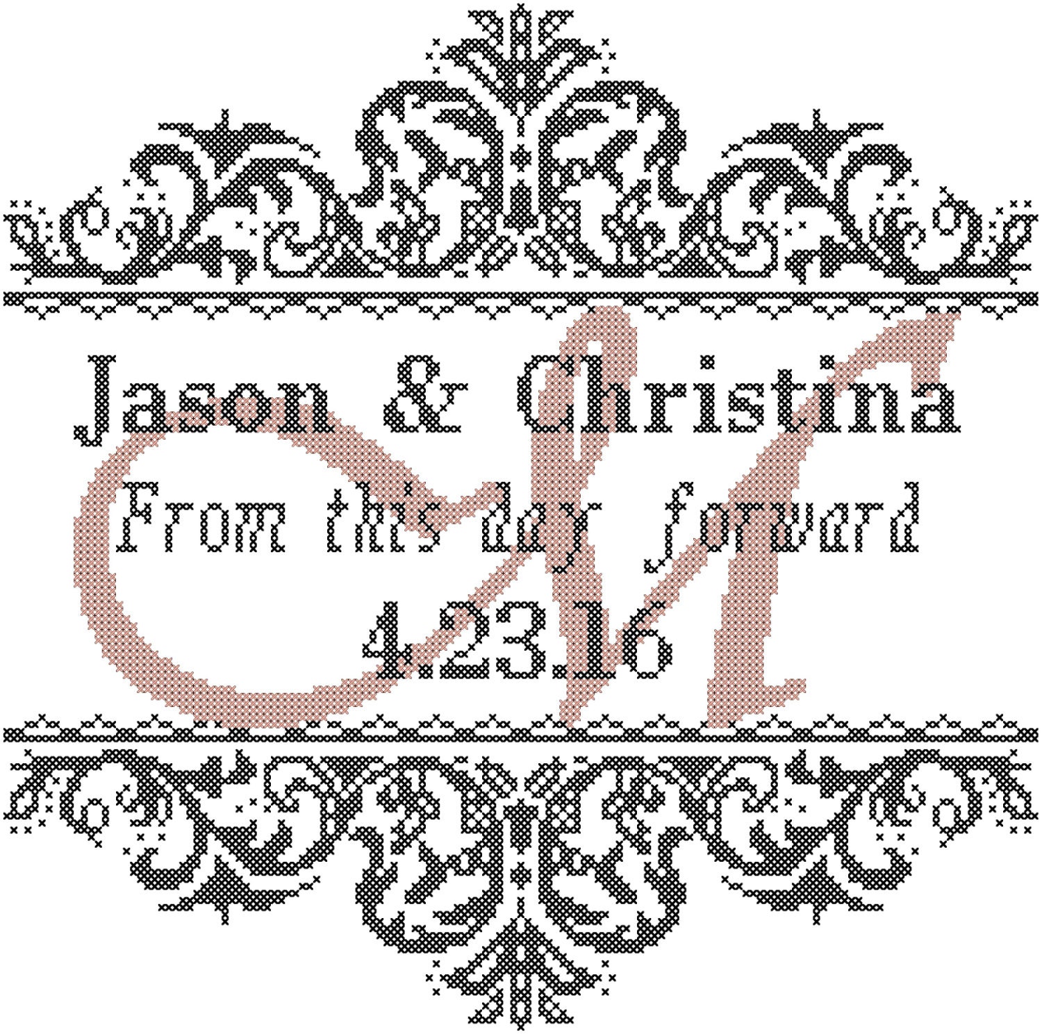 Modern Wedding Cross Stitch Pattern From this Day Forward