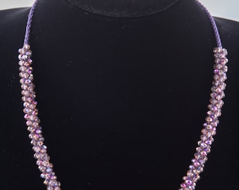 Purple Coated Faceted Crystal Necklace