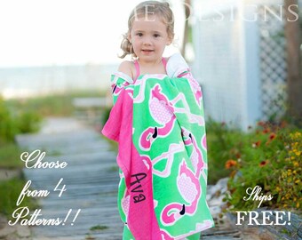 Flamingo-Summer-Monogrammed-Beach Towel-Monogram Beach Towel-Personalized Beach Towel-Monogram Gift-Gift for Her-Bridesmaid Gift-Towel