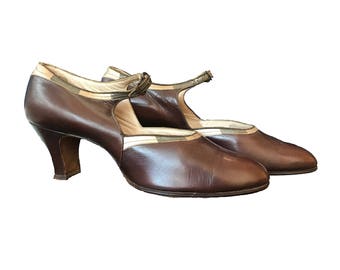 1920s Chestnut Leather Shoes