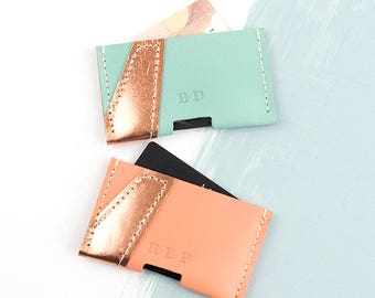 Personalised Card Holder, Leather Card Holder, Bowie, Business Card Holder, Handmade Leather, Card Wallet, Veg Tan Leather, FREE UK Delivery