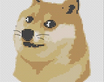 Doge Meme Shiba Inu Small Cross Stitch Pattern 6 Colors Easy PDF Pattern