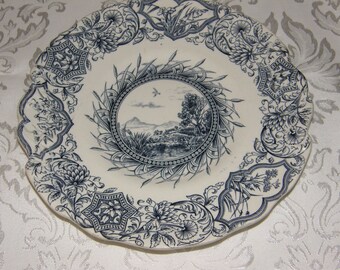 W.H. Grindley & Co. Tunstall "Ideal" Plate - Blue and White